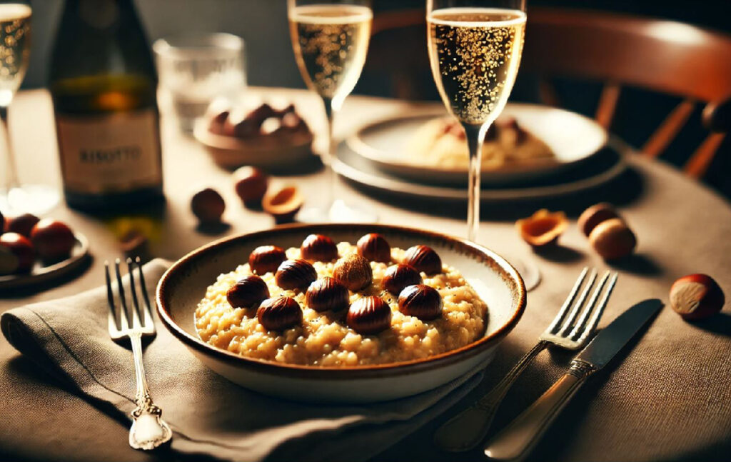 risotto alle castagne e prosecco